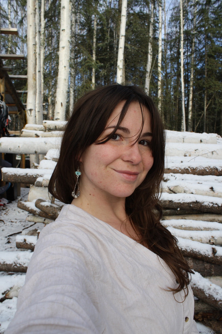 Moonstone and Turquoise Gala Earrings - Slightly Flawed + Discounted 50%