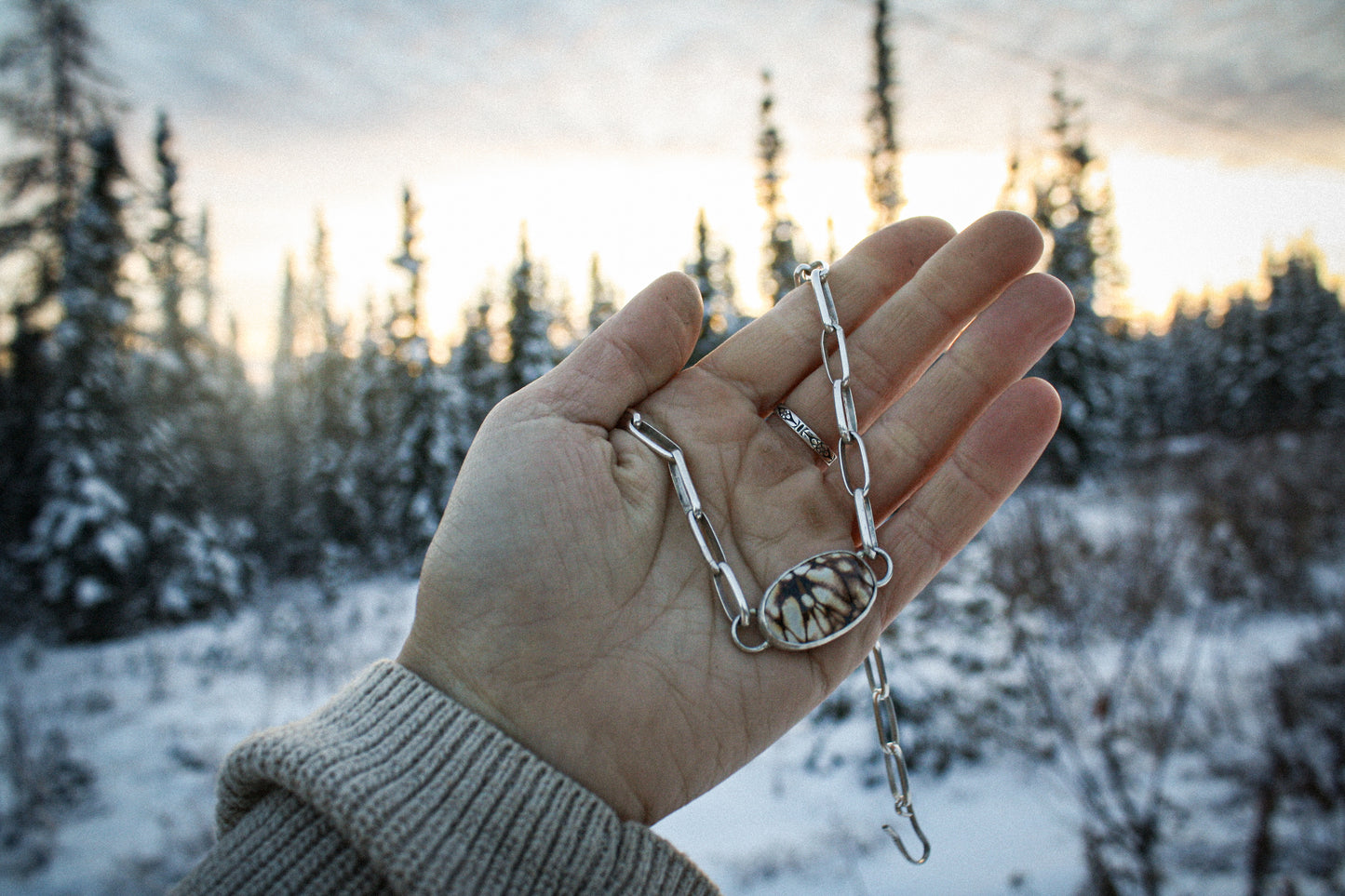 Lavender Varascite Necklace | Hand-fabricated Chain