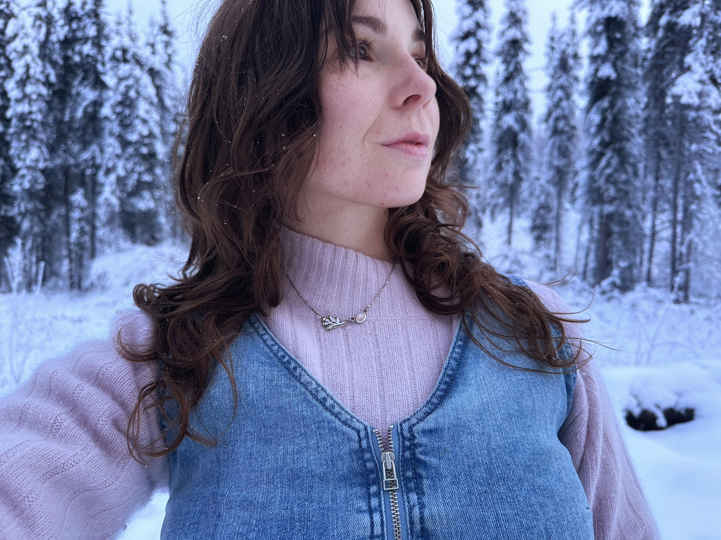Rose quartz + Hand Sawn Rosehip Necklace